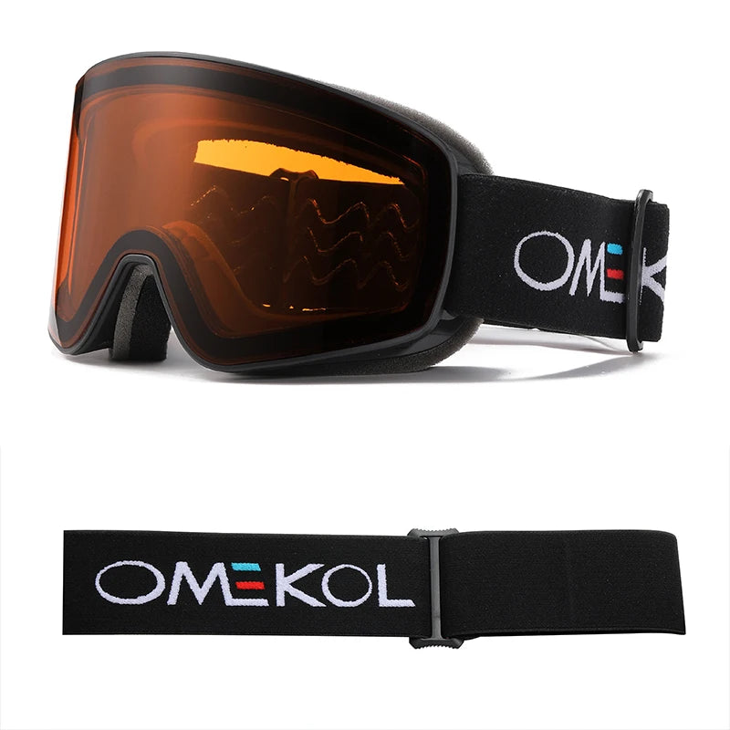 OMEKOL BRAND Double Layers Anti-fog Ski Goggles Men Women Outdoor Sport Hiking Mask Snow Snowboard Glasses Snowmobile Eyewear