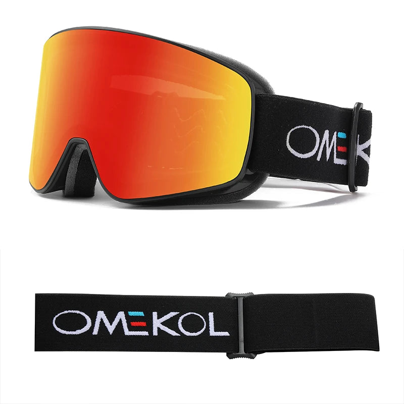 OMEKOL BRAND Double Layers Anti-fog Ski Goggles Men Women Outdoor Sport Hiking Mask Snow Snowboard Glasses Snowmobile Eyewear