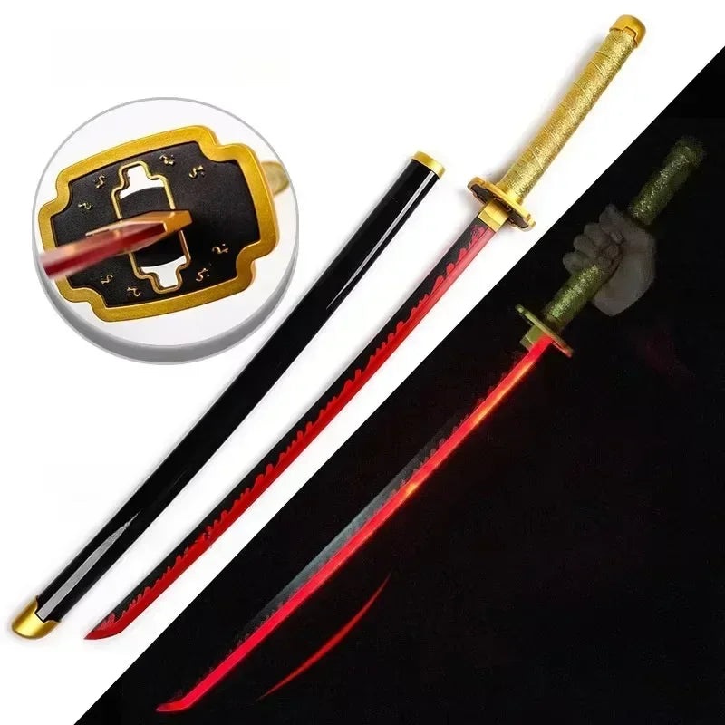 Demon Slayer Glow Katana Set LED Sword Sabre Blade Ninja Knife Safe Unsharpened Decorative Cosplay Display Photo Prop