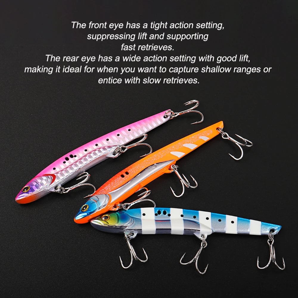 JIGGING PRO  Metal VIB Fishing Lure 107mm 36g Long Cast Three Hooks Spinner Spoon Sea Fishing Hard Baits For Bass Metal Jigging
