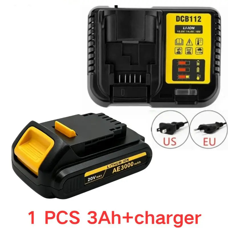 20V For DeWalt 12Ah/9Ah/8Ah/6Ah/3Ah Li-lon Battery Replacement DCB\DCD\DCF\DCG series Power Tools+charger+electric drill