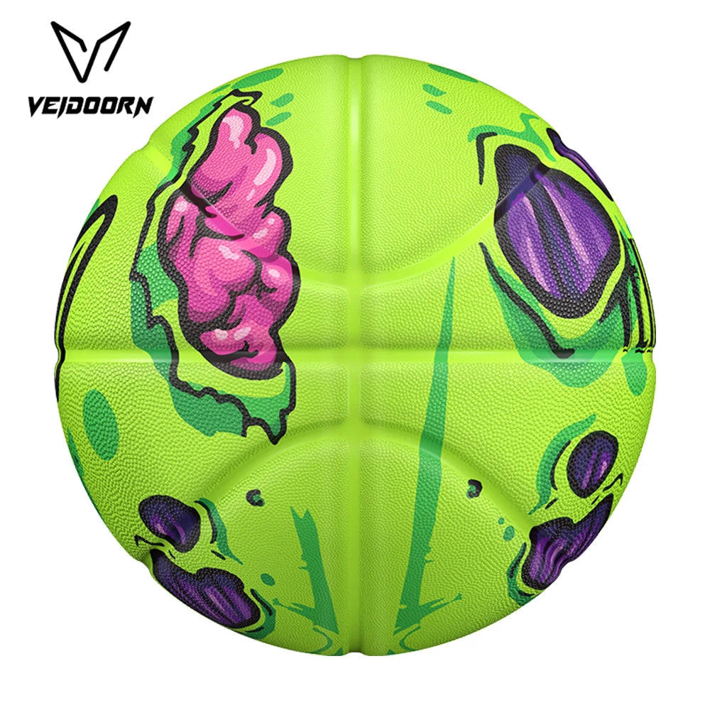 Veidoorn Premium Green Rubber Basketball 3-Layer Anti-Slip Grip for Superior Control Indoor/Outdoor Sports Ball