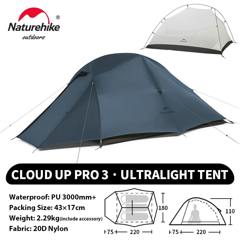 Naturehike Cloud Up 1 2 3 Person Camping Tent Ultralight Waterproof Trekking Tents Hiking Backpacking Shelter Tent Travel Tent