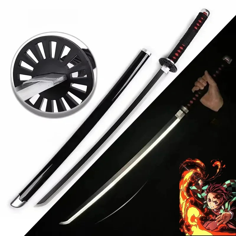 104cm Bright Katana LED Light Sword Kimetsu No Yaiba Anime Cosplay Prop Real Size Japanese Katana Samurai Sabre Demon Slayer