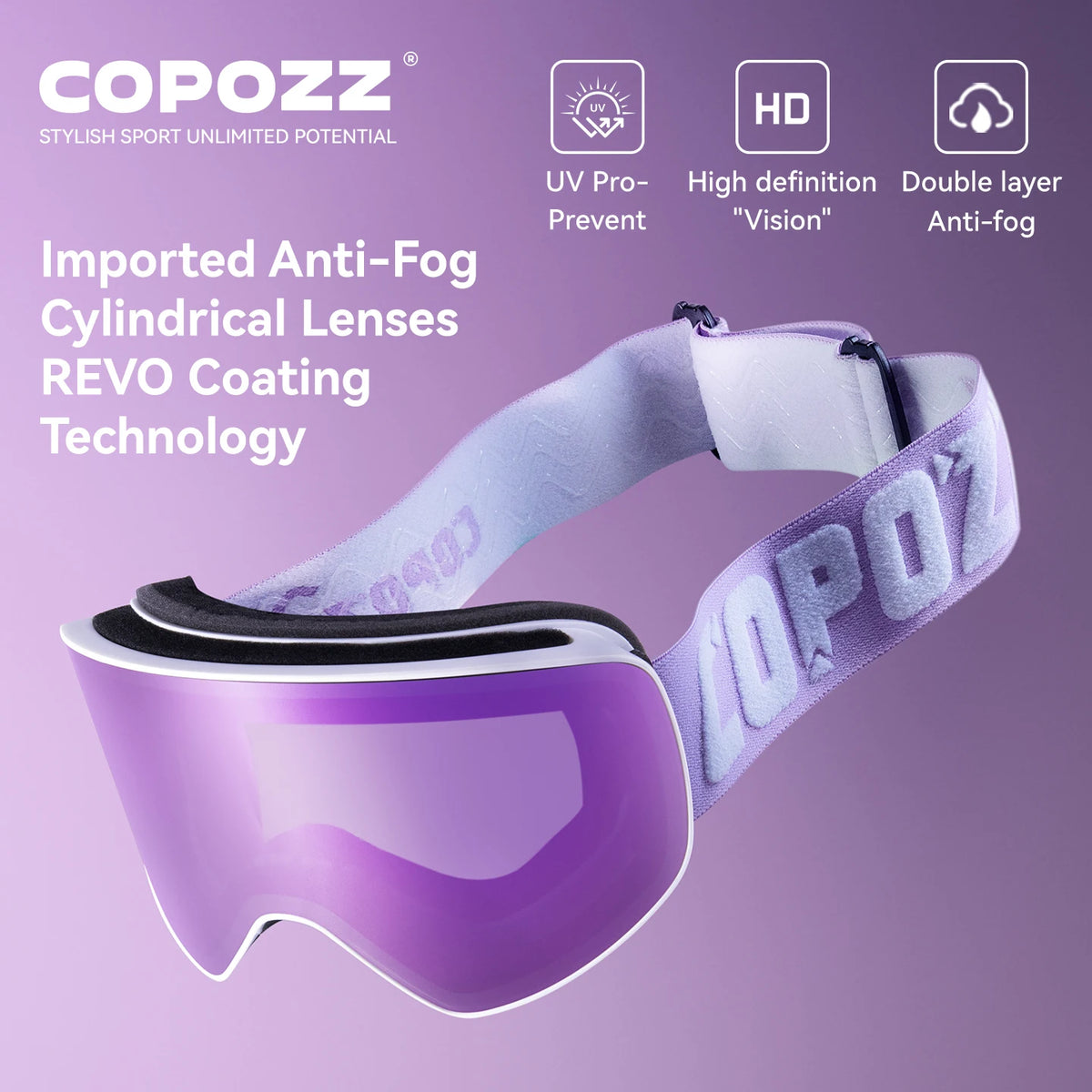 COPOZZ Brand Ski Goggles Men Women Double Layers Big Snowboard Goggles Anti-fog UV400 Skate Skiing Snowboard Goggles