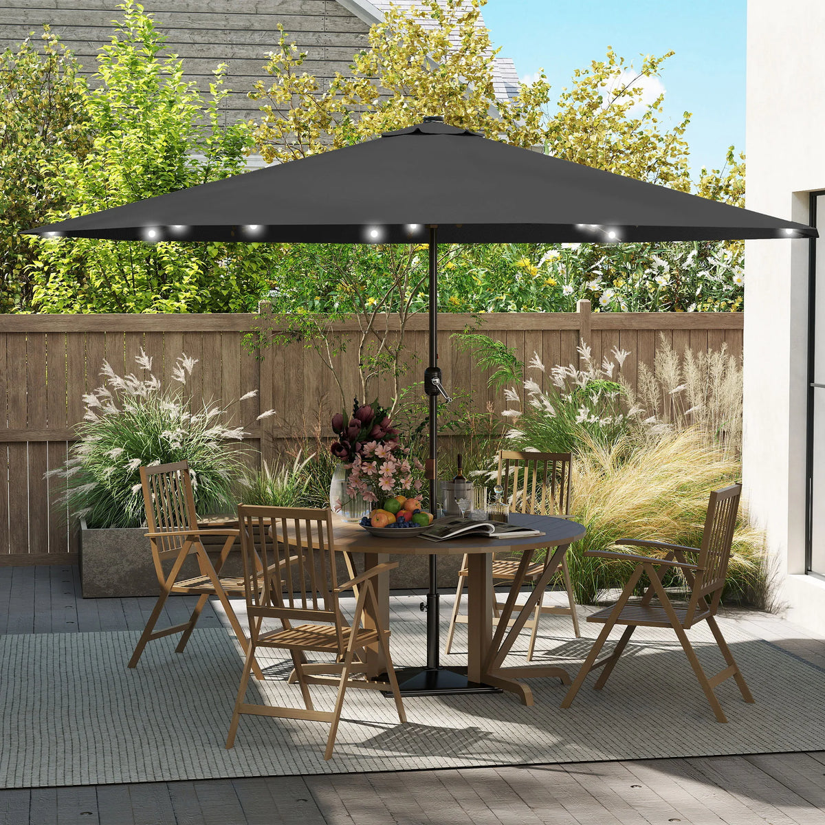 Ø350cm Polyester Parasol, Crank Umbrella Patio Umbrella, Balcony Umbrella UV 50+ Protection, Outdoor Sun Protection for Balcony, Patio & Garden