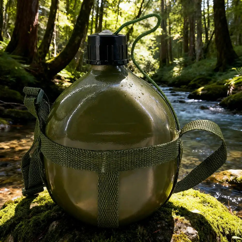 1PC Outdoor Military Canteen Bottle Large Capacity Survival Water Bottle Canteen Kettle For Outdoor Camping Travel Hiking Fish