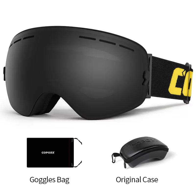 COPOZZ Brand Professional Ski Goggles Double Layers Lens Anti-fog UV400 Big Ski Glasses Skiing Snowboard Men Women Snow Goggles