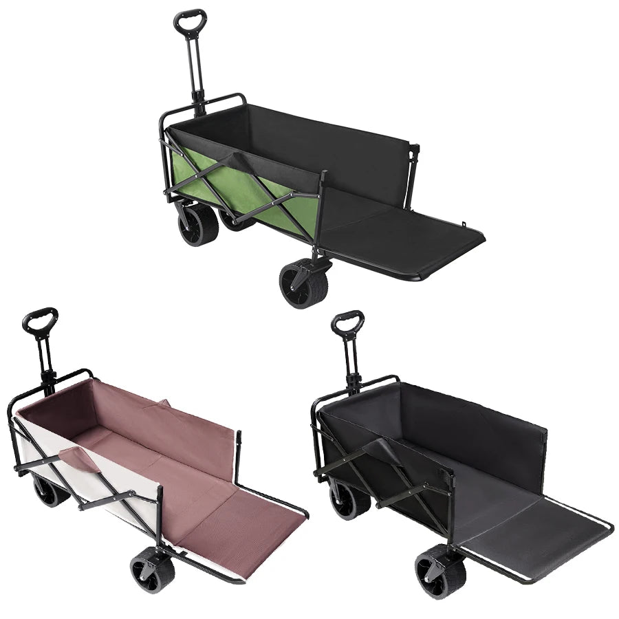 Extra Long Extender Folding Cart Outdoor Utility Wagon Cart Large Capacity Camping Picnic Trolley Beach Collapse Folding Cart