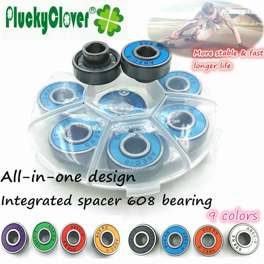 Skateboard Bearing 608rs Abec9 Integrated Spacer Longboard Double Rocker Dance Fish Drift Board Electric Skateboarding Bearings
