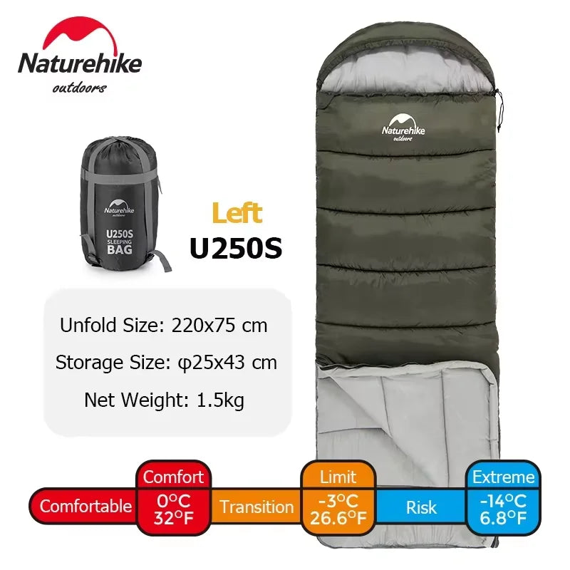 Naturehike Sleeping Bag Ultralight Camping Accsesorios Winter Outdoor Waterproof Envelope Sleeping Bag Hiking Travel U350