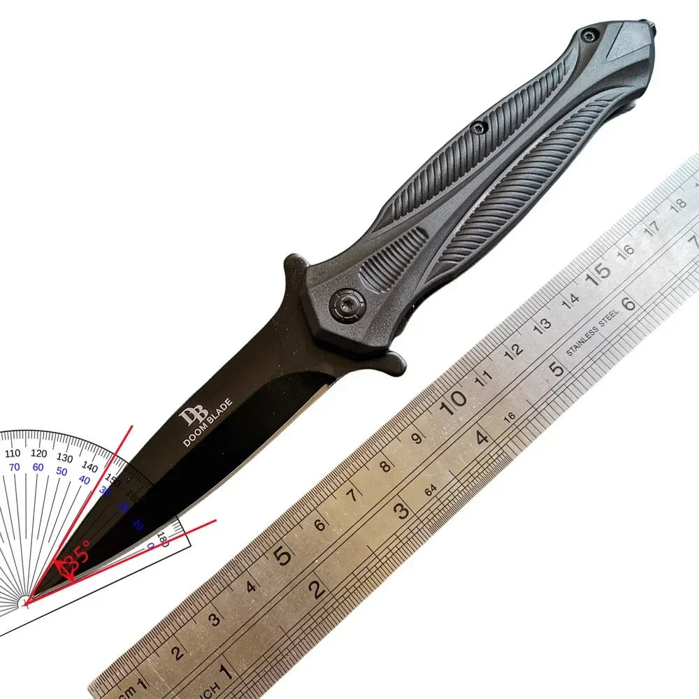 High Carbon Folding Knife With A Clip Point Blade And Textured ABS Handle For Outdoor, Survival And EDC