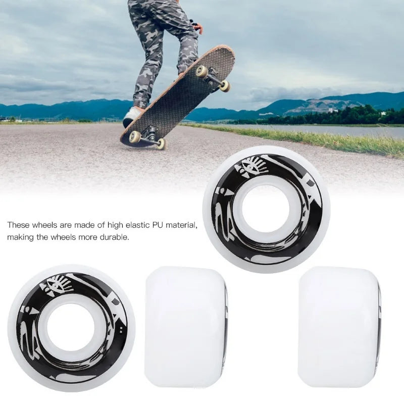 4Pcs/Set High Elasticity PU Fish Board Skateboard Wheels Replacement Accessorieswhite With Pattern