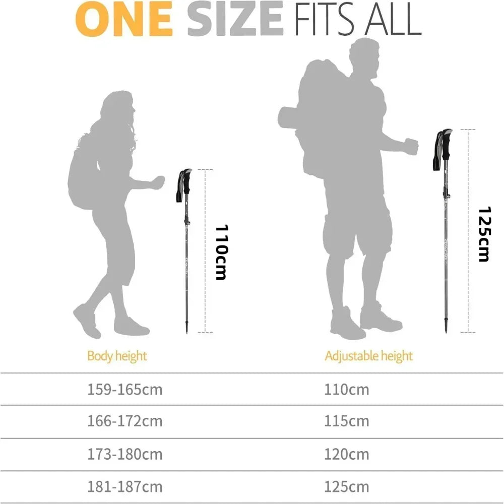 Ultralight Telescopic Trekking Poles Hiking Sticks Nordic Walking Trail 5 Section Collapsible Portable Outdoor Alpenstock