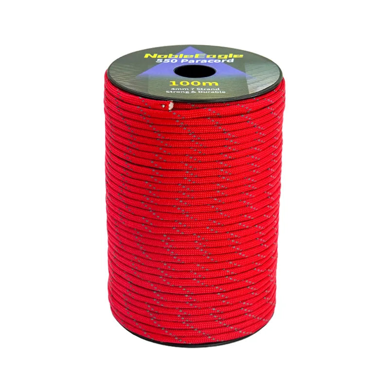 Reflective Paracord Rope Military 7 Strand 4mm 550 Tactical Parachute Cord Camping Tent Lanyard DIY Bracelet Outdoor Survival Ke