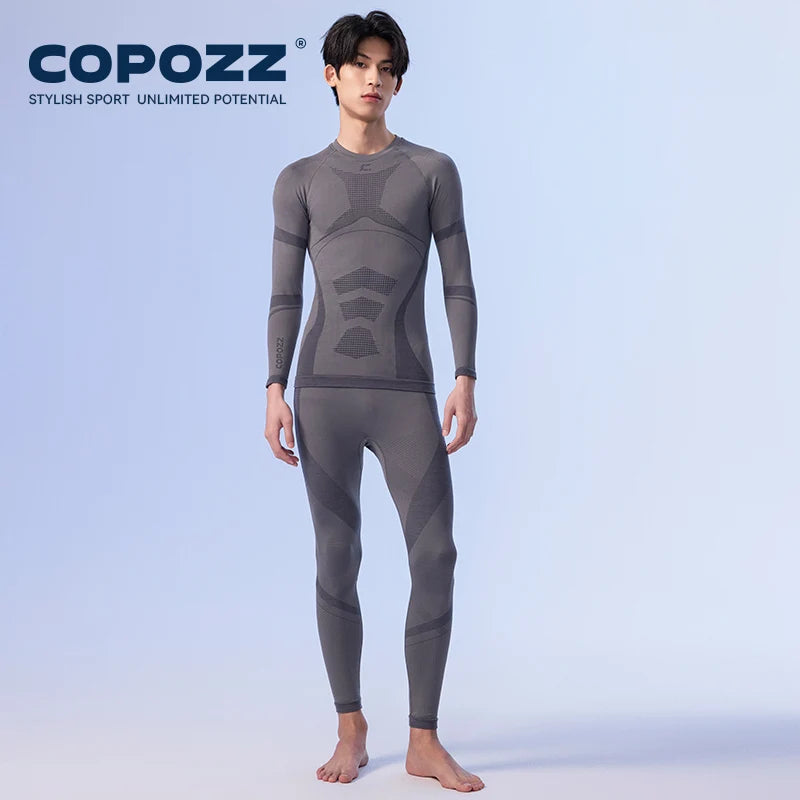 COPOZZ Merino Wool Ski Thermal Underwear Sets Men Female Ultra Soft Ski Sweatwicking Multi function Compression Tracksuit
