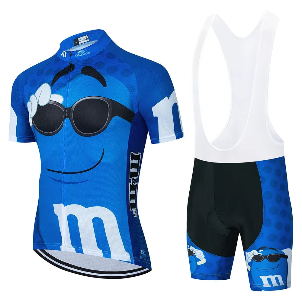 2024 Cartoon Cycling Clothing Men Short Sleeve MTB Ropa Ciclismo Breathable Summer Sportswear Outdoor Bicycle Clothes Bib Shorts
