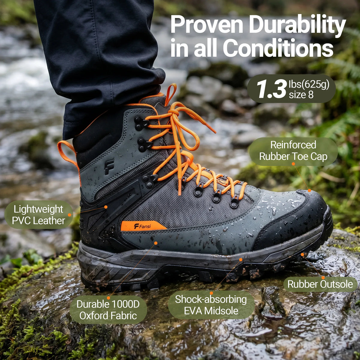 8Fans Wading Boots with Terrain Grip Outsole, Lightweight Wading Shoes,Fishing Boot
