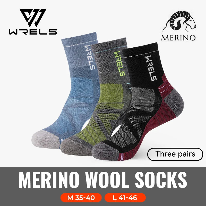 WRELS 1/2/3Pairs Merino Wool Socks Thick Hiking Socks Thermal Socks Moisture Wicking Running Hiking Anti-slip Winter Wool Socks