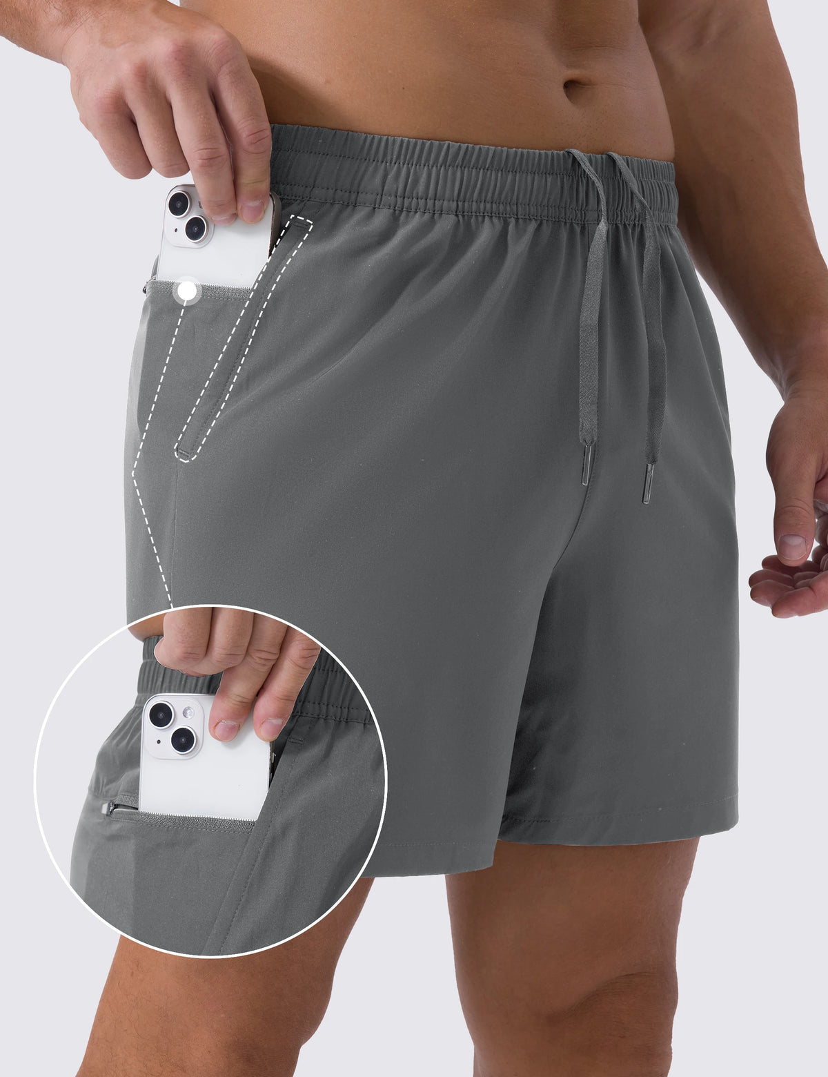 TACVASEN Waterproof Running Shorts with Zipper Pockets Mens Quick Dry Lightweight Workout Shorts Gym Athletic Sport Split Hem