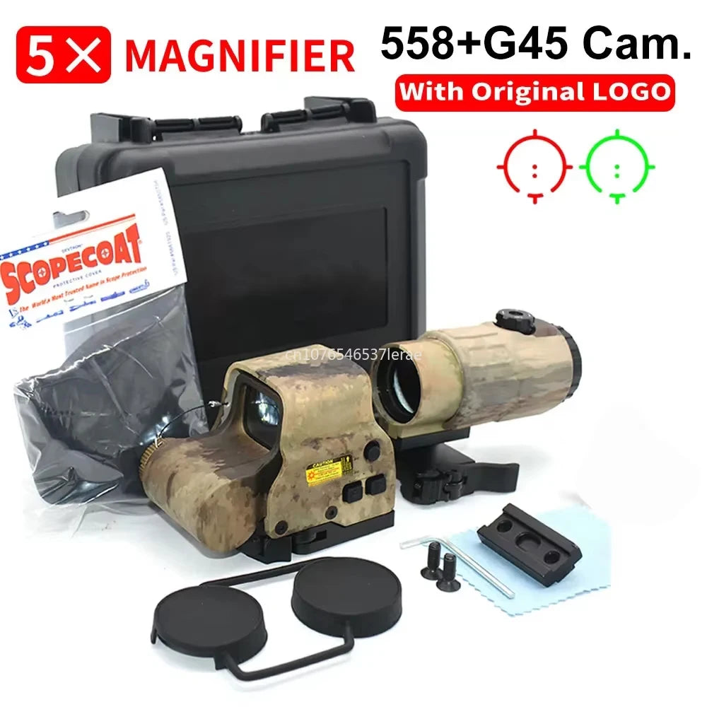 EOTECH 558 Holographic Rifle Scope Collimator Red Dot Sight G43/G33 3X G45 5X Magnifier Riflescope W/20mm Rail Mounts & QD Lever