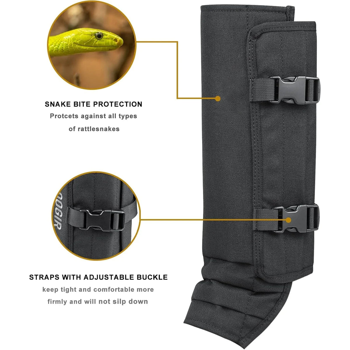 Snake Gaiters Leg Guards, Waterproof Snake Guards, Adjustable Snake Bite Protection for Lower Legs, Snake Chaps for Men&Women