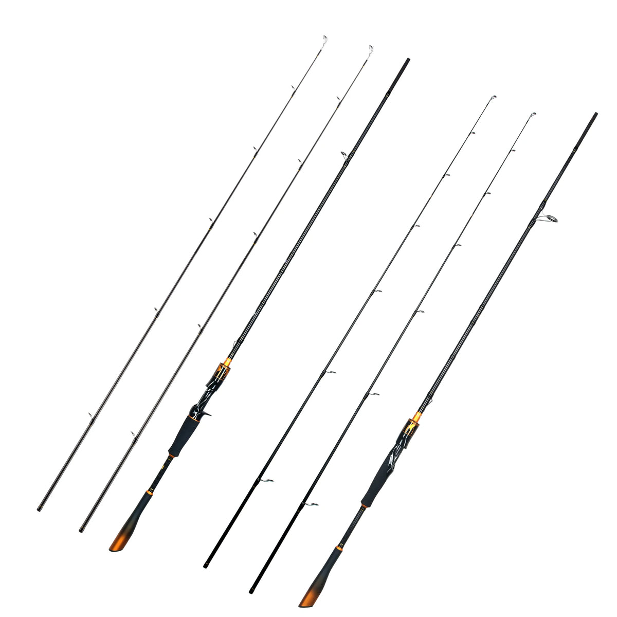 BIUTIFU 2-Tip Fuji Guide Spinning Casting Fishing Rod 1.8-2.7m 2-Sections T1000 Carbon Baitcasting Pole for Bass Pike 7-80g Lure