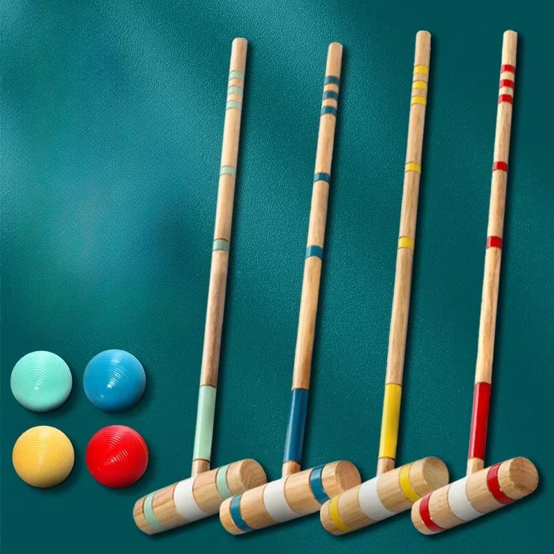 Outdoor Gateball Set Corrosion Resistant Gateball Beech Pole Waterproof Wooden Gateballs Sets Professional Sports Equipments