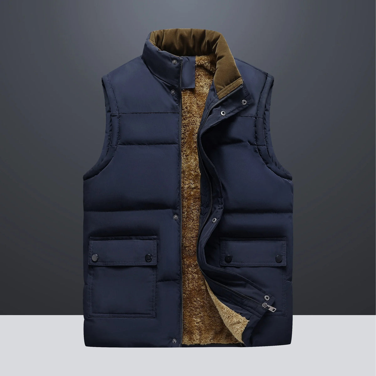 Plus Size Fleece Casual Vest Jacket for Men Winter Warm Sleeveless Jacket Fashion Comfortable Zipper Windproof Waistcoat