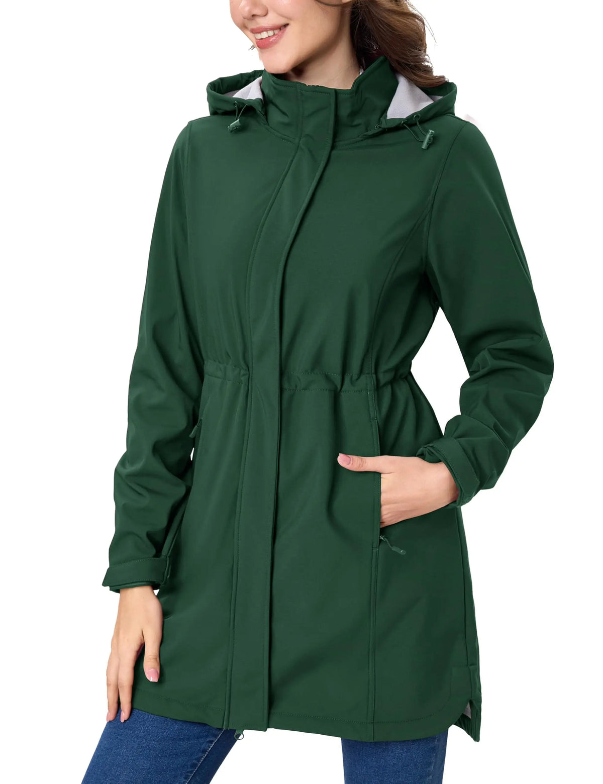 TACVASEN Womens Warm Fleece Lined Softshell Jackets Winter Long Jackets Windproof Hooded Rain Coat Outdoor Windbreaker Parka