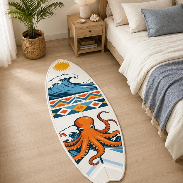 Surfboard Shape Bedside Floor Mat Creativity Carpets for Living Room Thick Plush Bedroom Decor Carpet Fluffy Soft Cloakroom Rug