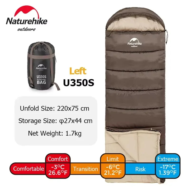 Naturehike Sleeping Bag Ultralight Camping Accsesorios Winter Outdoor Waterproof Envelope Sleeping Bag Hiking Travel U350
