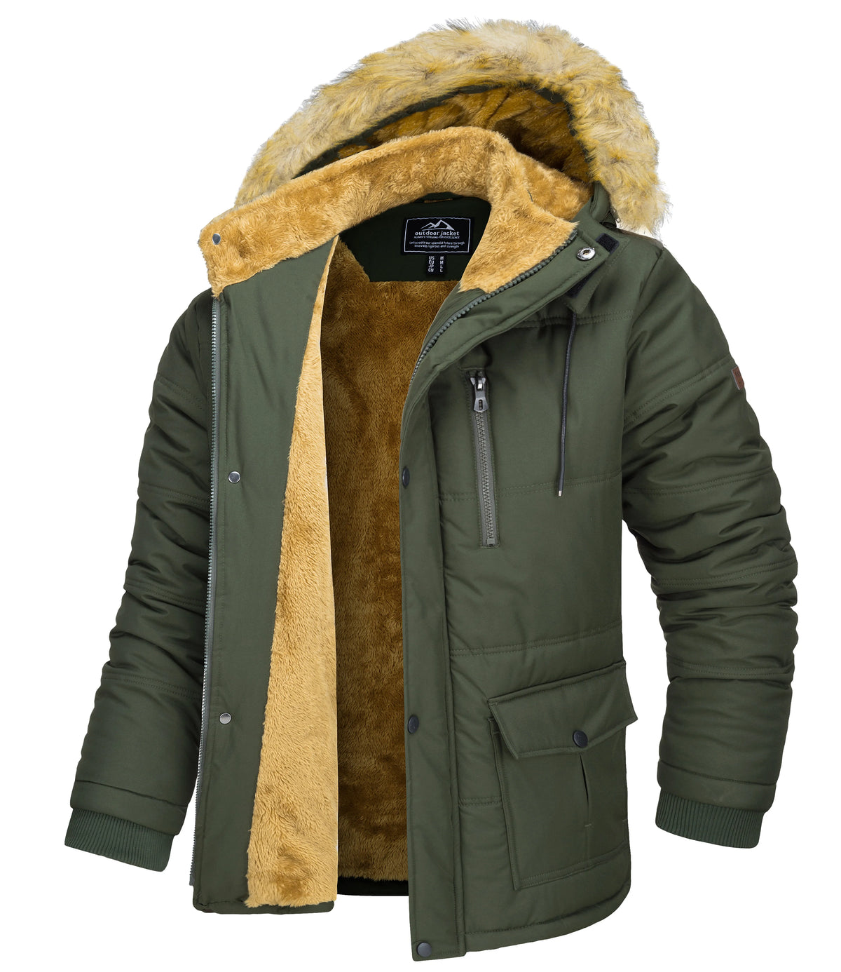TACVASEN Mens Winter Jackets Waterproof Windproof Fleece Lined Thermal Parka Coats Detachable Hood Ski Jackets With 6 pockets
