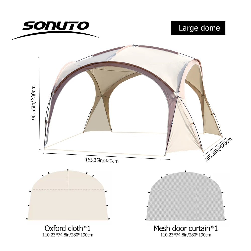 Sonuto Extra Large Dome Canopy Tent Pop-up Camping Gazebo with Mosquito Net Waterproof Sun Protection Pavilion for Outdoor Party