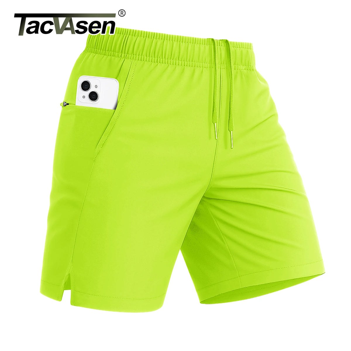 TACVASEN Waterproof Running Shorts with Zipper Pockets Mens Quick Dry Lightweight Workout Shorts Gym Athletic Sport Split Hem