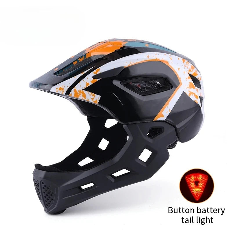 Eastinear Children's Bicycle Helmet LED Lightweight Adjustable Skateboard Roller Skating Full Face Detachable Riding Helmet
