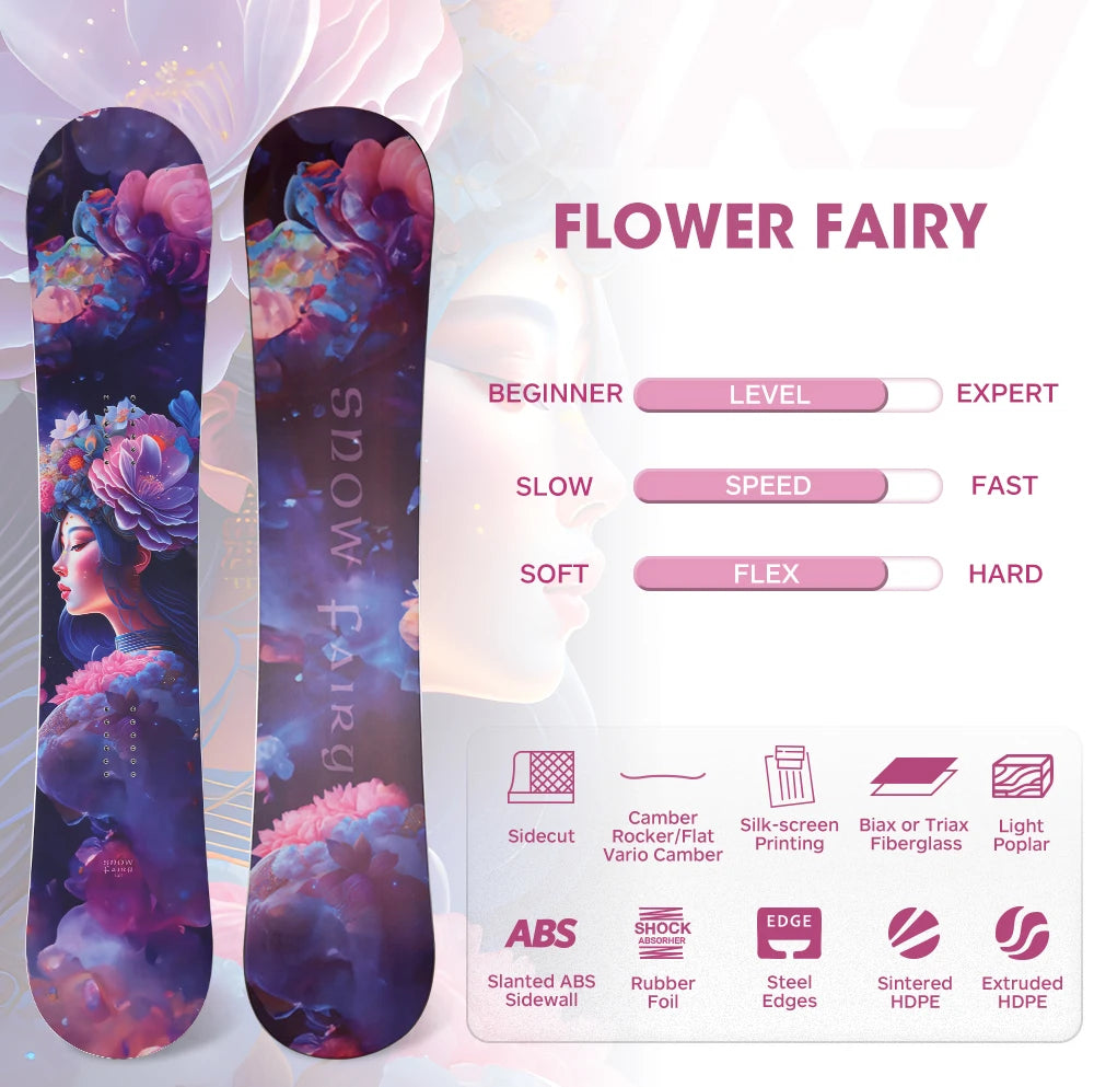 Hasiky Flower Fairy 140 142 145 147cm Adult's All Mountain Snowboards With Winter Snowboard Women's & Men's Entry-level Adult