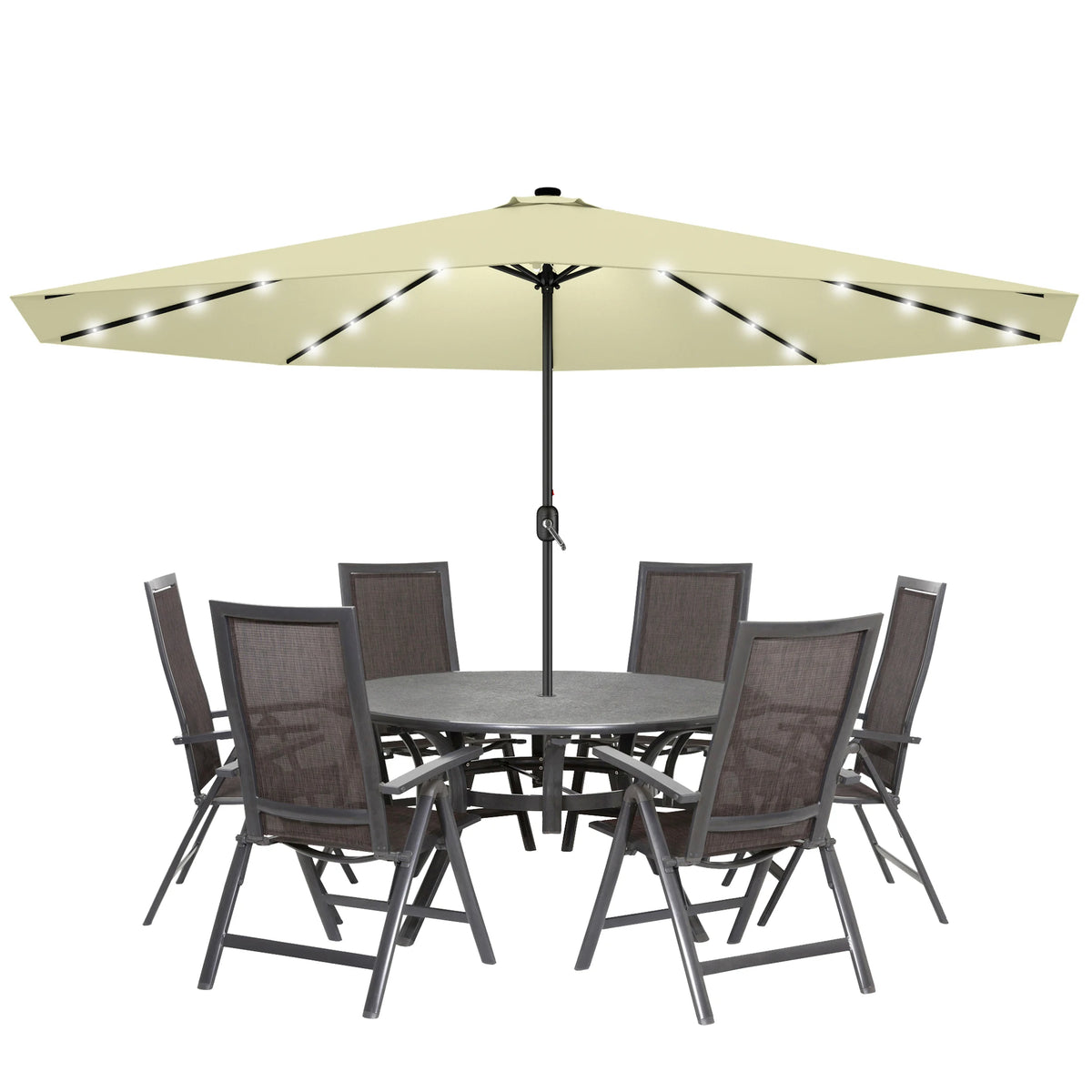 Ø350cm Polyester Parasol, Crank Umbrella Patio Umbrella, Balcony Umbrella UV 50+ Protection, Outdoor Sun Protection for Balcony, Patio & Garden