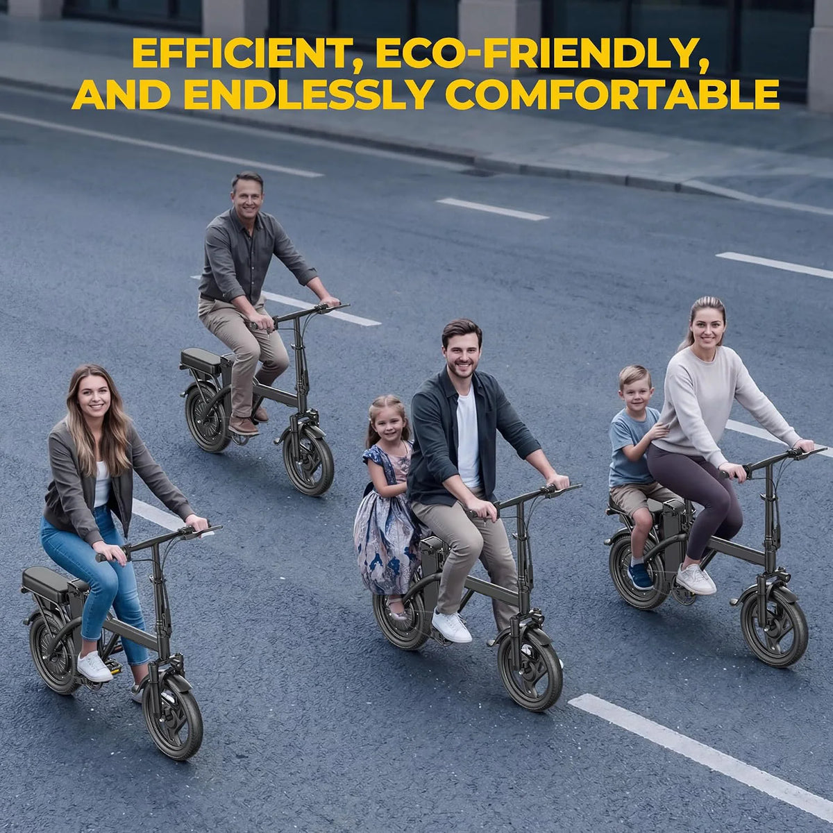 14'' Foldable Electric Bike 500W Motor 48V Battery 22MPH Max Speed 30Miles Long Range with Two Seats for Adult Mini E Bike