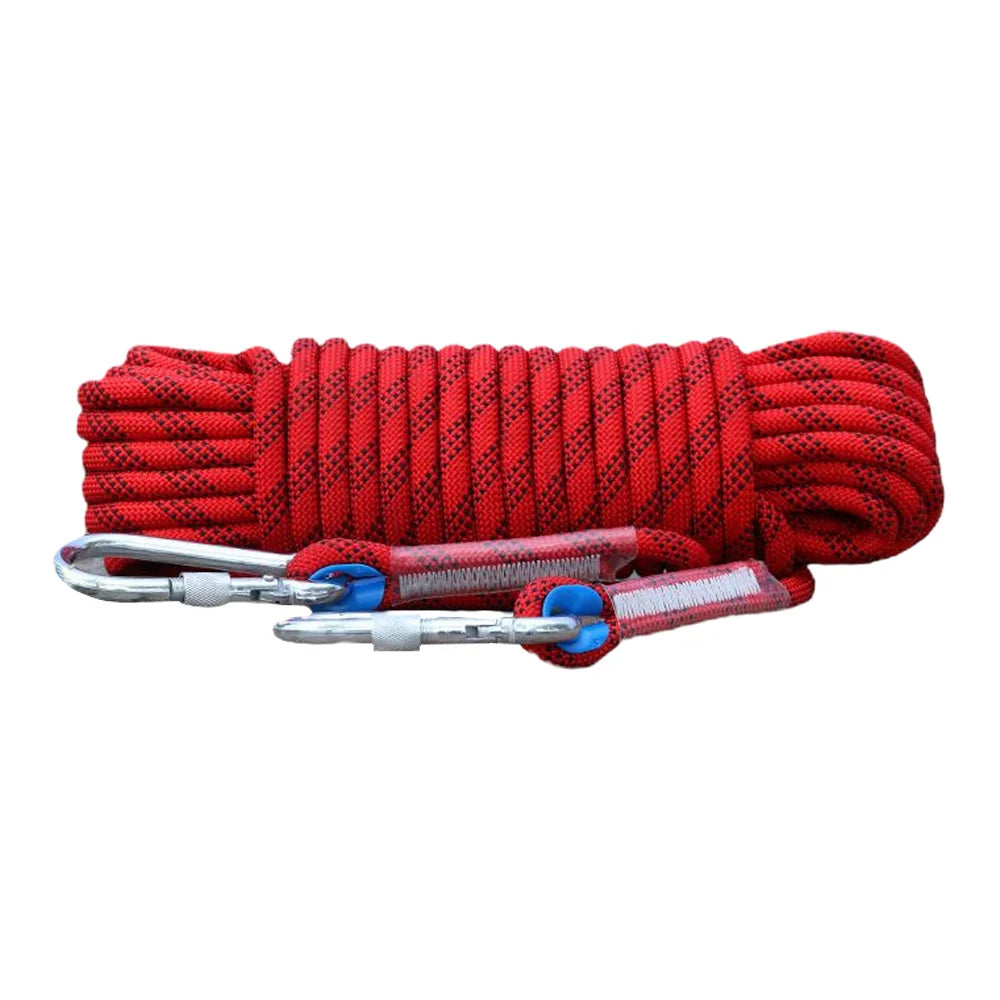 10mm Climbing Rope 10M/20M/30M Double Hook Durable Outdoor Rock High Strength Static Survival Emergency Fire Rescue Safety Rope