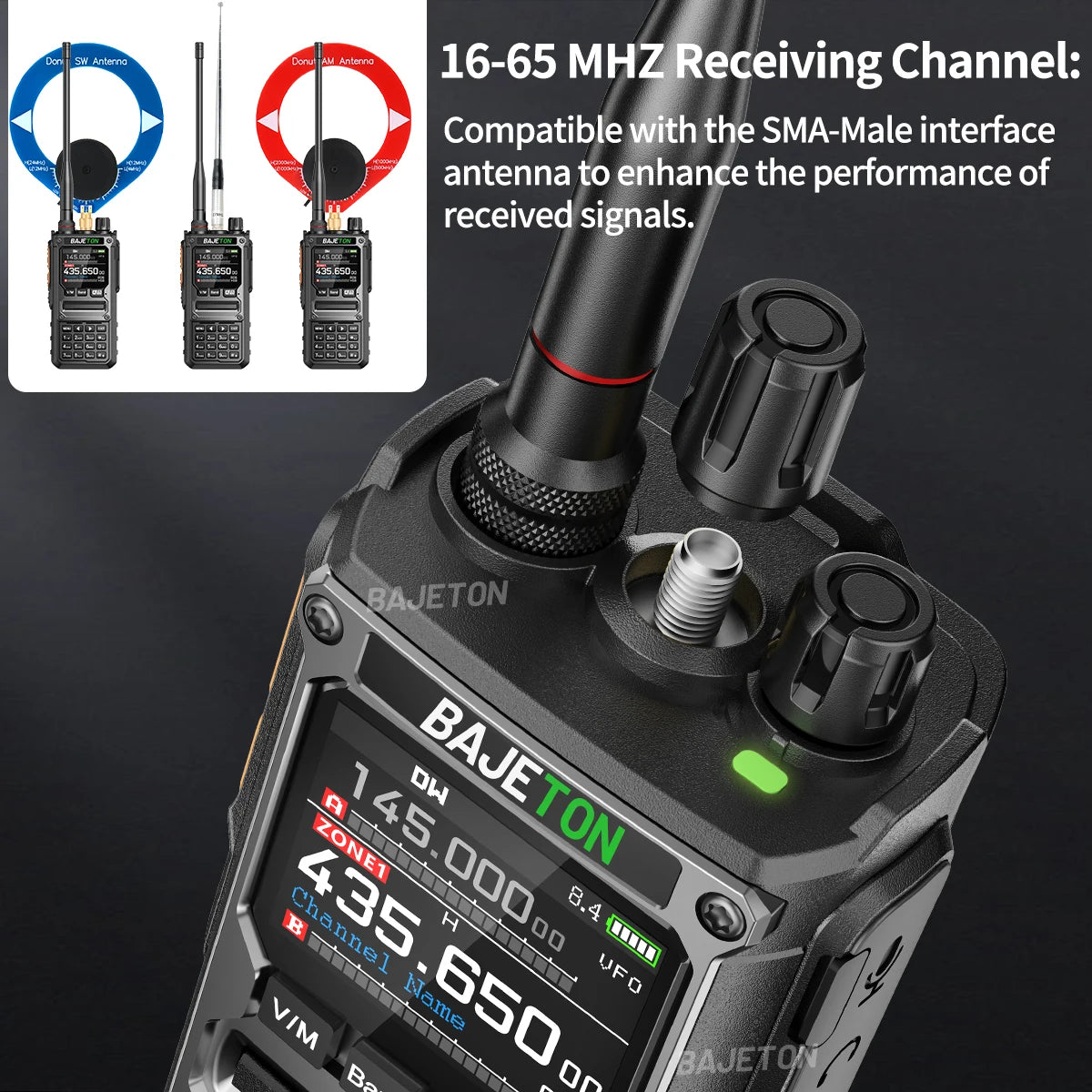 BAJETON BJ-7800 Walkie Talkie NOAA SW MW LW AM SSB CB 10W Receive Wireless Bluetooth Phone Programming for RT-920 Two Way Radio