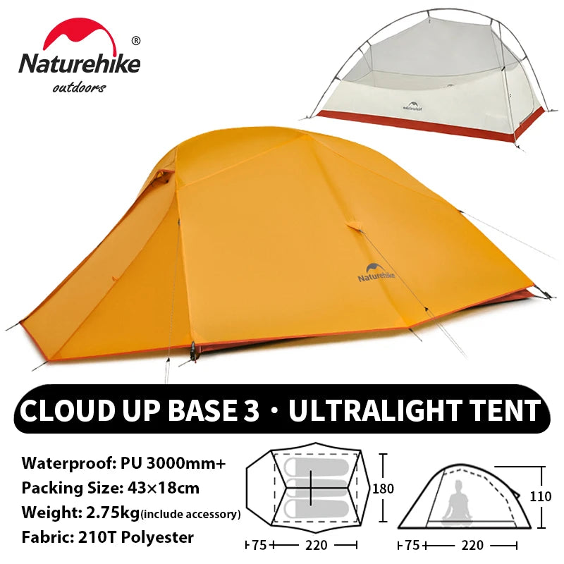 Naturehike Cloud Up 1 2 3 Person Camping Tent Ultralight Waterproof Trekking Tents Hiking Backpacking Shelter Tent Travel Tent