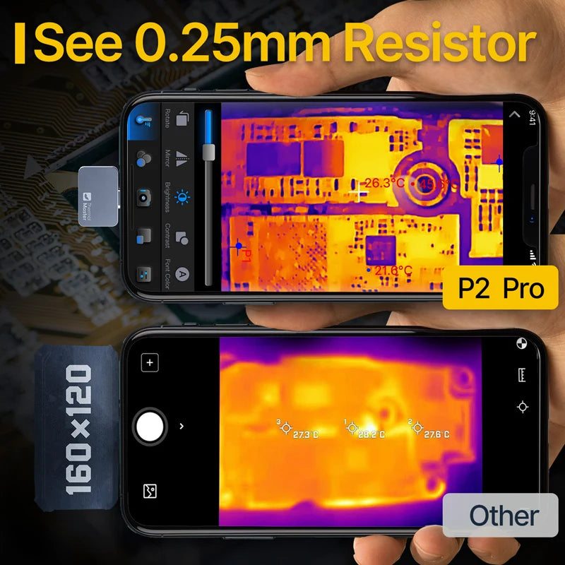 P2//P2Pro Thermal Imager 15X Zoom Infrared Thermal Maging Camera for Phone PCB HVAC Check and Repair Gadget