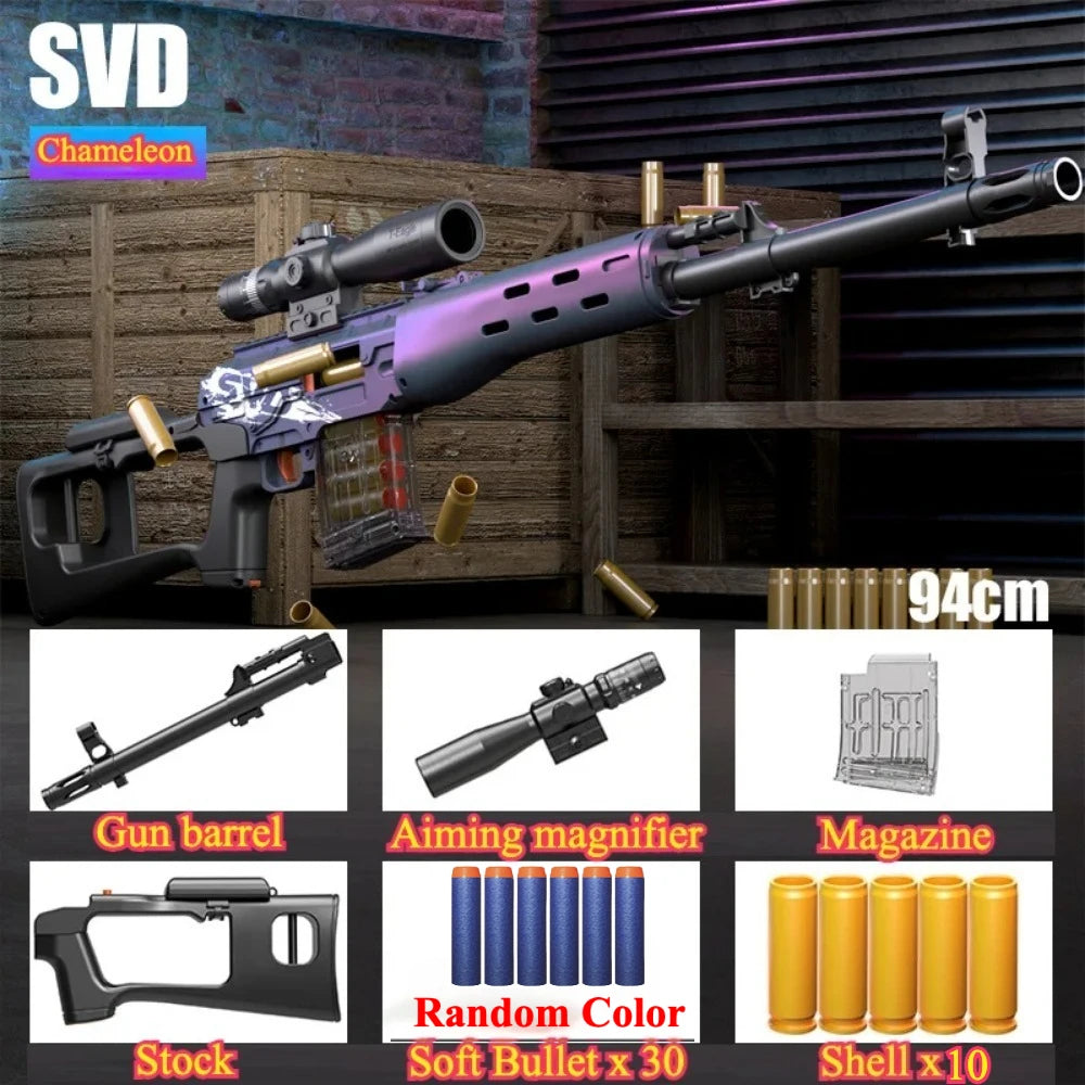Manual Loading Sniper Rifle Soft Bullet Toy Gun Outdoor Shooting Games CS Fighting for Children Adult