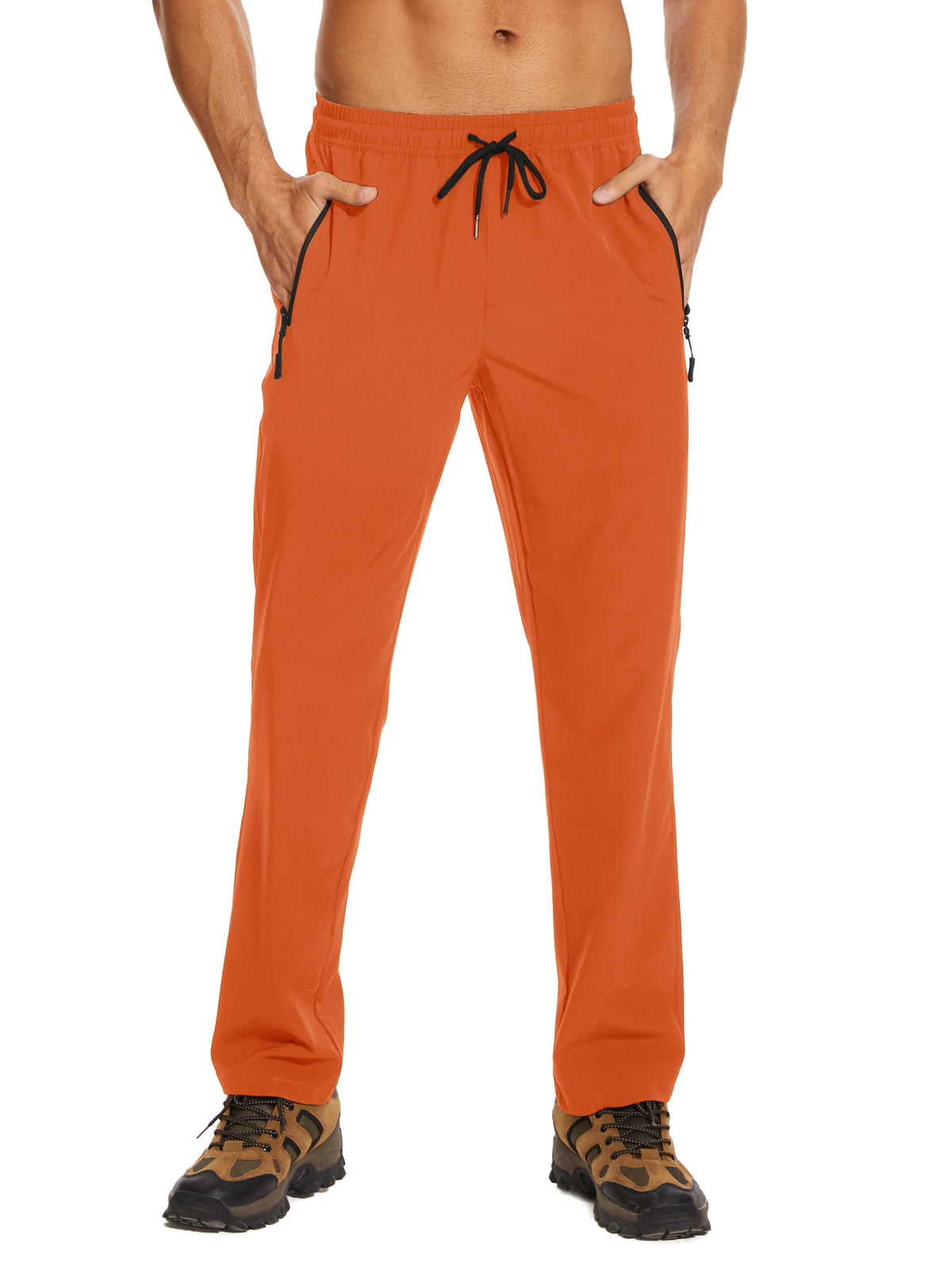 TACVASEN Summer Quick Dry Pants Mens Zip Pockets Elastic Waist Pants Hiking Jogging Running Pants Fashion Gym Fitness Trouser