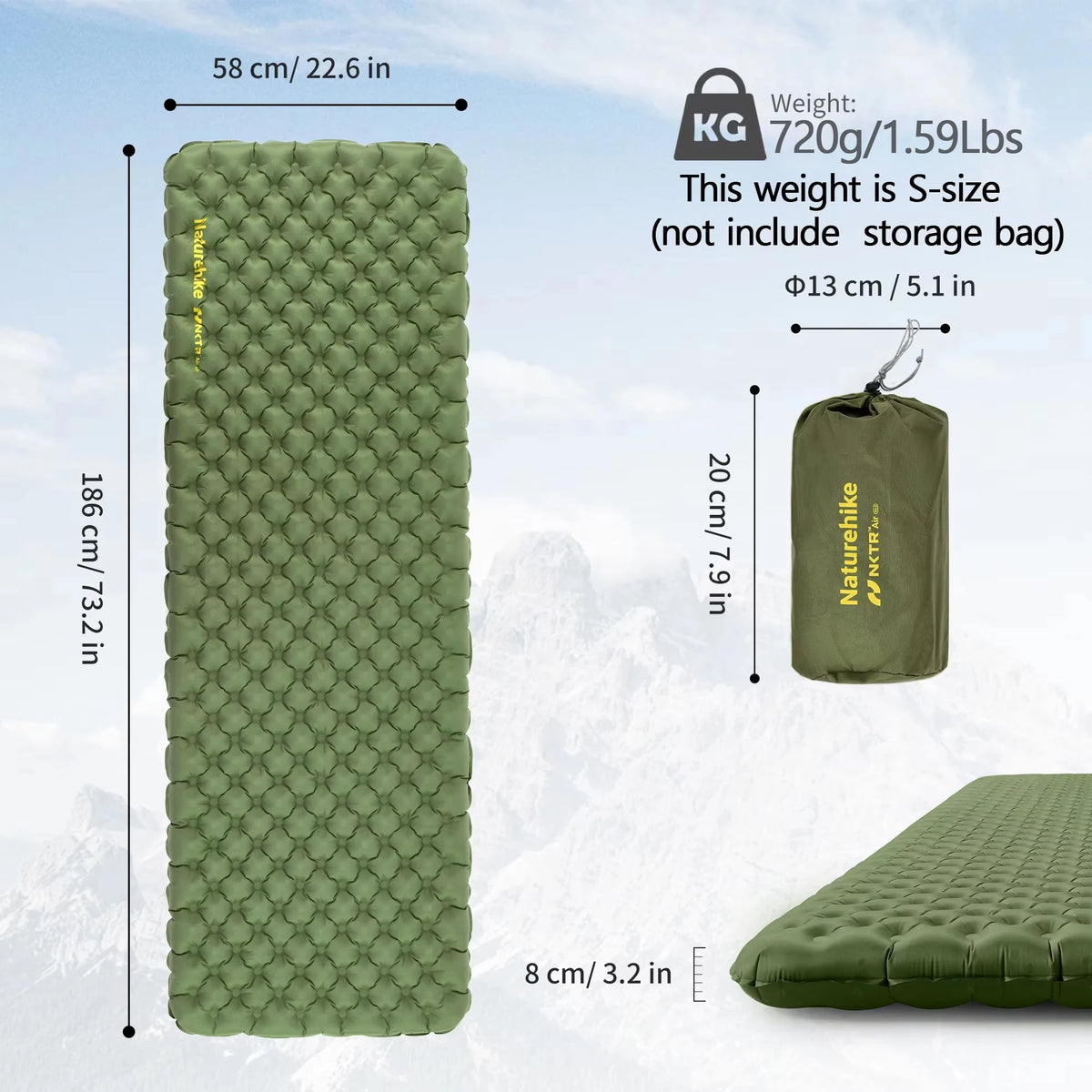 Naturehike 2024 New Camping Mattress 4.6 High R-Value Ultralight Folding Beach Air Sleeping Pad Outdoor Hiking Air Mattress