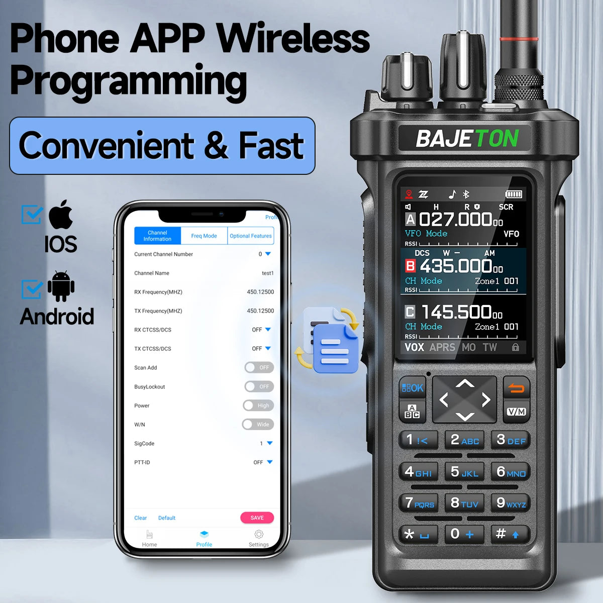 BAJETON BJ-9000 GPS APRS Walkie Talkies 10W CB 27Mhz Receive Bluetooth Programming Long Rang NOAA VOX RT-950 RT-950PRO Ham Radio