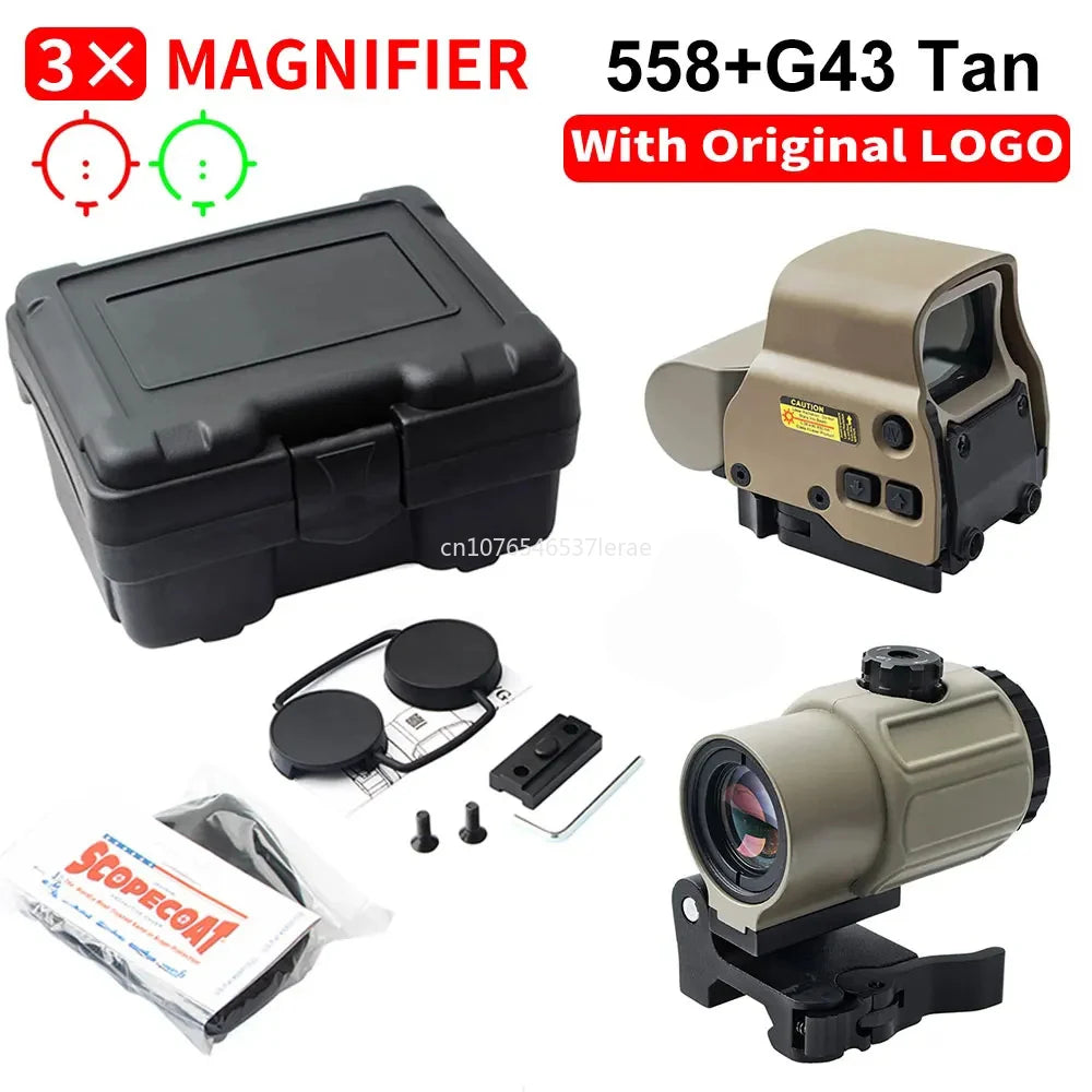 EOTECH 558 Holographic Rifle Scope Collimator Red Dot Sight G43/G33 3X G45 5X Magnifier Riflescope W/20mm Rail Mounts & QD Lever