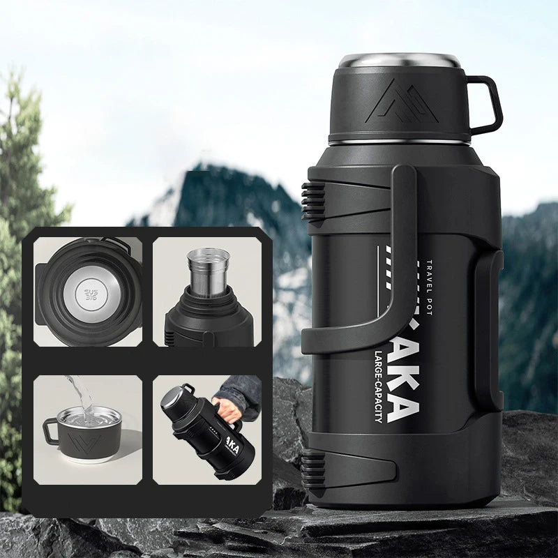 Portable Vacuum Insulated Cup Large Capacity 316 Stainless Steel Thermos Cup Outdoor Car Insulation Cooling Water Kettle