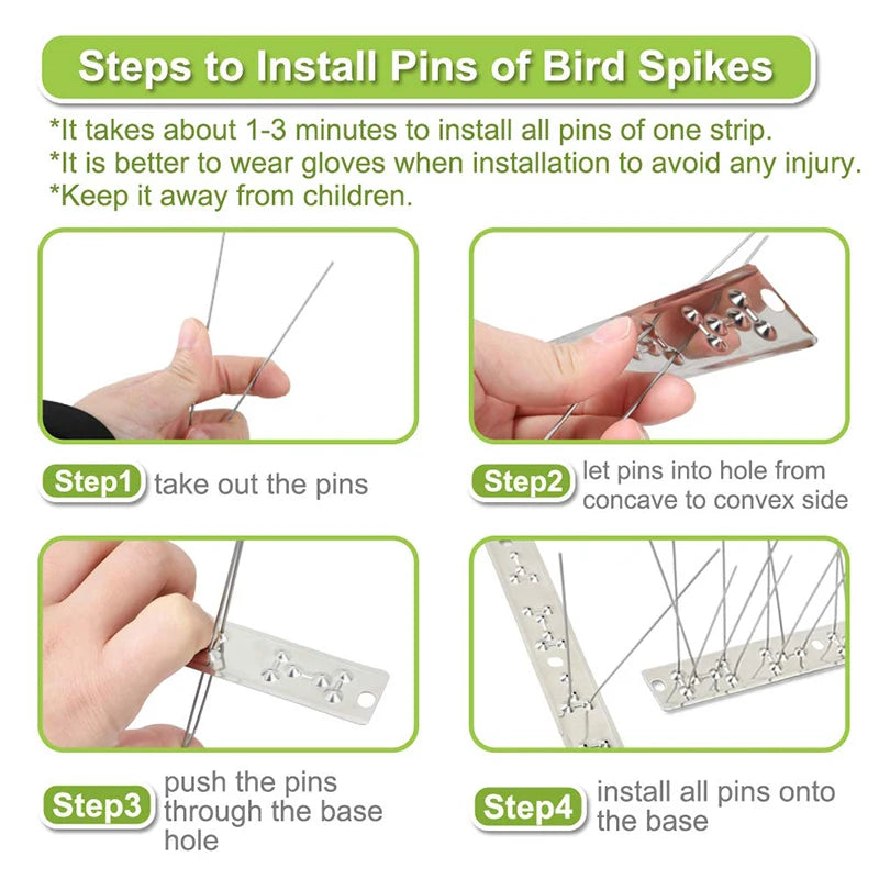 Bird Repeller Spikes Against Pigeons Scare Birds Outside Outdoor Repellent Anti Garden Supplies Dissuasore Gadgets Scarecaper